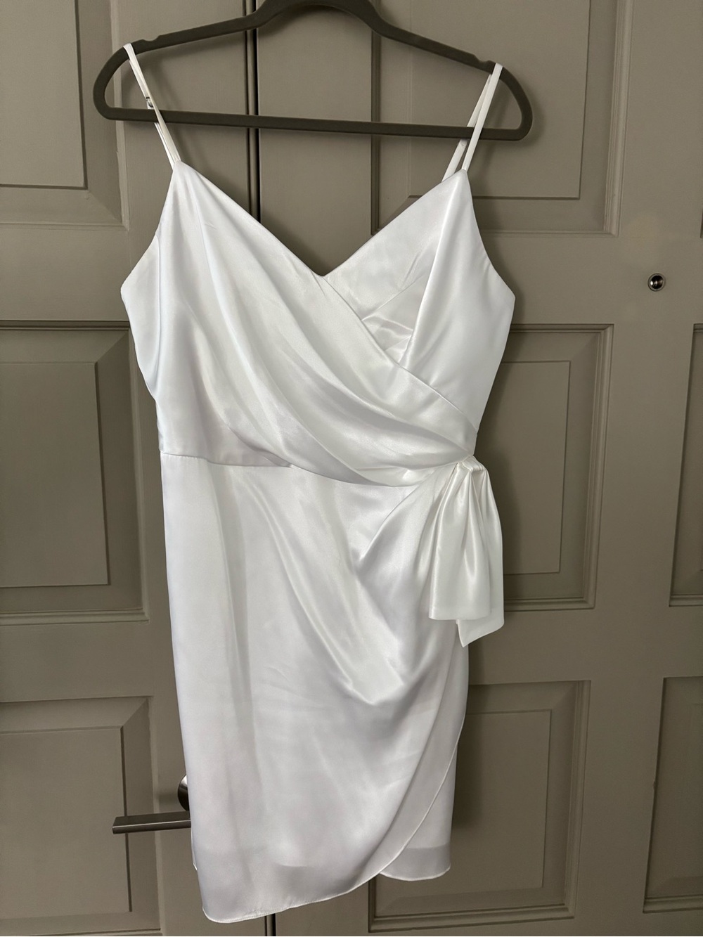 White Satin wrap style dress